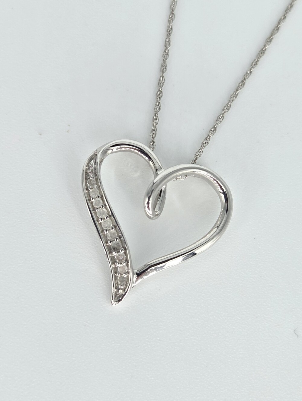 925 STERLING SILVER Heart Pendant Necklace 16"